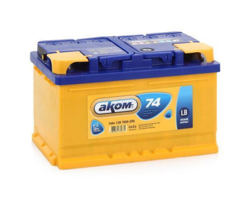 Автомобильный аккумулятор  Аком 74 Ач